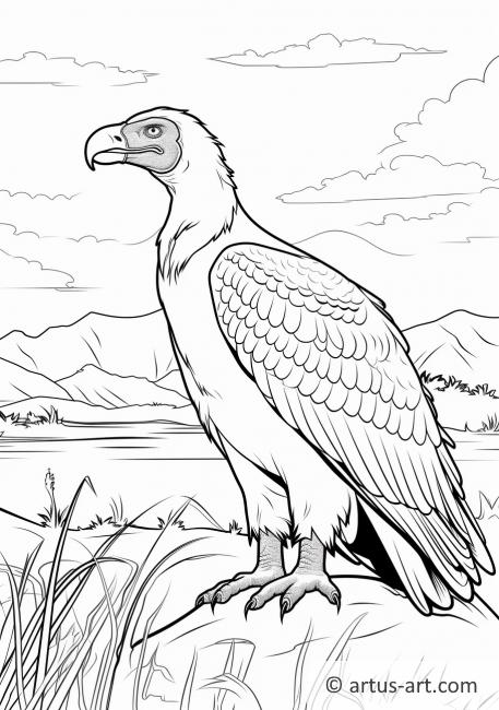 Vulture in the Grasslands Coloring Page